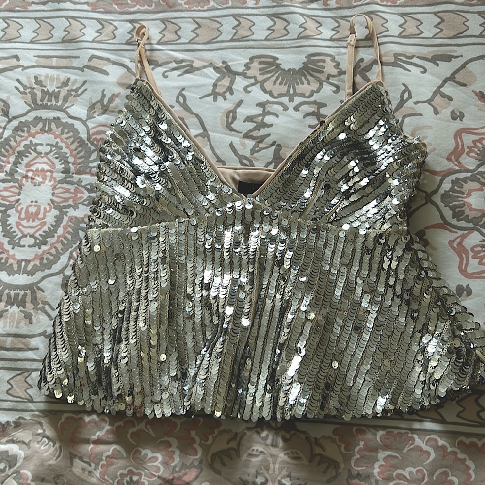 Silver sequin top